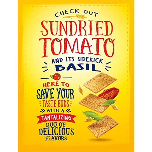 WHEAT THINS SUNDRIED TOMATO & BASIL SNACKS, WHOLE GRAIN WHEAT CRACKERS, SNACK CRACKERS, FAMILY SIZE, 13 OZ