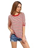ROMWE Women's Stripe Long Sleeve Casual Loose Top T-shirt