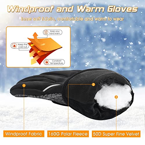 HONGYEA Fahrradhandschuhe Herren Damen - Winter Warme Handschuhe wasserdichte Touchscreen Sporthandschuhe,Thermo Fleece Winddichte Laufhandschuhe MTB Reithandschuhe Motorradhandschuhe