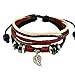 WILD-WIND (TM Christmas Multi Strand Metal Leaf Pendant Zen Style Leather Wrist Wrap Bracelet