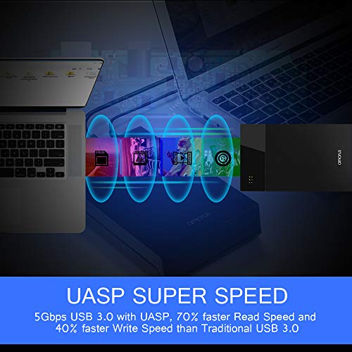 Amorus 2.5" USB 3.0 Hard Drive External Enclosure for 2.5inch /3.5inch 9.5mm 7mm Sandisk, WD Seagate Toshiba, Samsung, Hitachi SATA III, HDD, SSD 10TB, PS4,Tool Free UASP