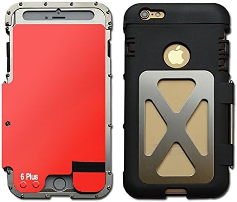 Iphone 6s Plus Case,Iphone 6 Case,Armor King Luxury Stainless Steel Flip Case Dropproof Shockproof Outdoor Cover Sleeve for 5.5inch Apple 6/6s Plus(Silver&Red)