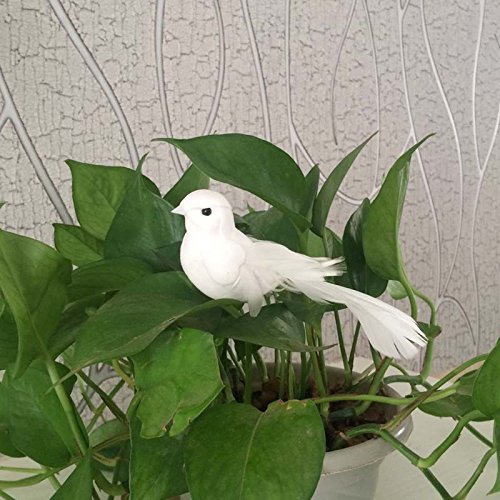 Yalulu 2Pcs Decorative Fake Doves Artificial Foam Feather White Birds With Magnet,Craft Bird For Home Ornaments,Wedding Decor