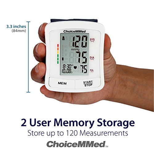 CHOICEMMED Wrist Blood Pressure Monitor BP Cuff Meter with Display