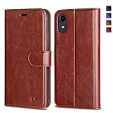OCASE iPhone XR Case [TPU Shockproof Interior Protective Case] [Card Slot] [Kickstand] Leather Wallet Flip Case for iPhone XR Devices 6.1 Inch - Brown