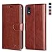 OCASE iPhone XR Case [TPU Shockproof Interior Protective Case] [Card Slot] [Kickstand] Leather Wallet Flip Case for iPhone XR Devices 6.1 Inch - Brown