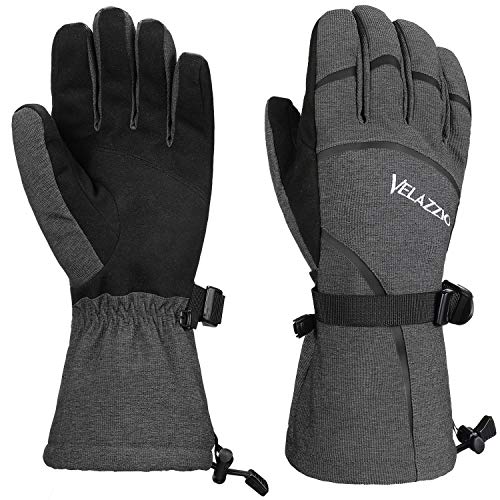 VELAZZIO Eco Gray Ski Gloves - Gray Black, Size M
