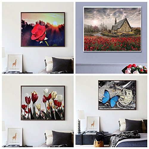 Norbi Painting With Diamonds, Tulips Embroidery Diamond by Number Kits Rhinestone Painting Cross Stitch Kit Wall Art Decor for Kids Adult Beginner