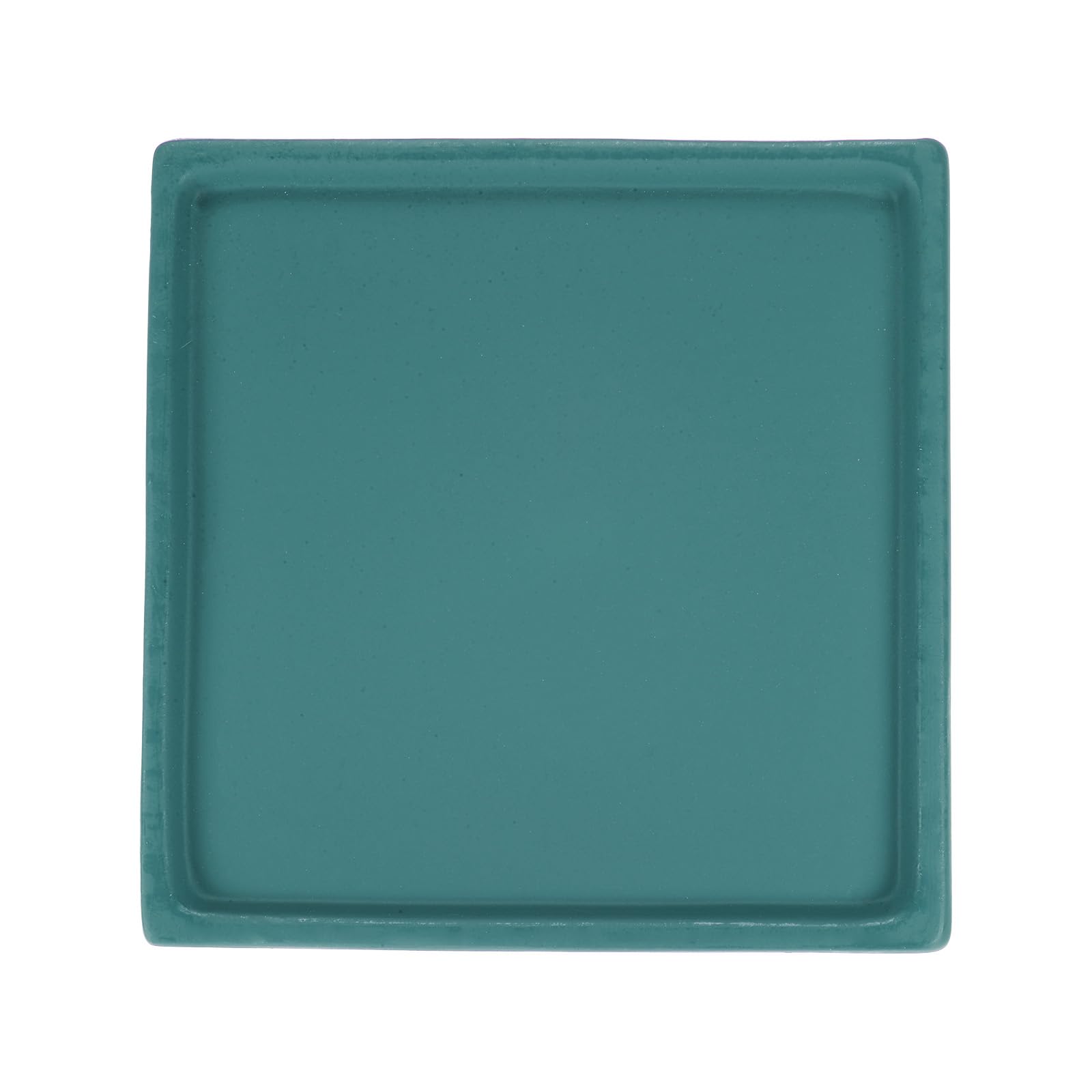M METERXITY Ceramic Plant Saucer, 5 Inch Plant Water Catcher Tray, Plant Pot Saucers for Indoor/Outdoor Plants/Flower Drainage Drip Water Tray [Square Green Blue]
