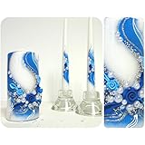 Magik Life Unity Candle Set for Wedding - Wedding dÃ©cor & Wedding Accessories - Candle Sets - Birthday |Wedding Settings |Ceremony Ideas Party (Blue with Wave)