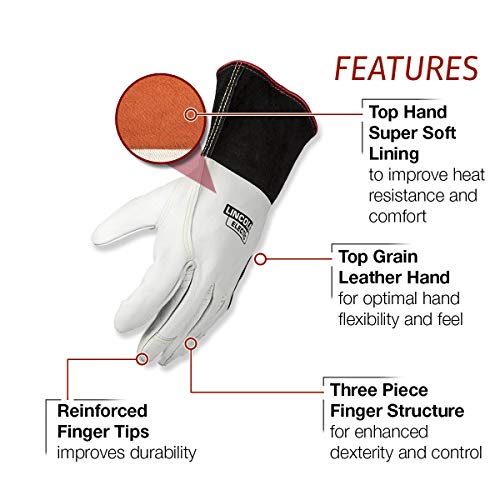 Lincoln Electric Premium TIG Welding Gloves Top Grain Leather High