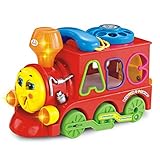 Geefia Battery Operated Bumping Change Drection Smart Train Toy, with Blocks, Light and Music Education Toy