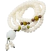GUDEKIKL 1Pcs 108 Bodhi Mala Beads Bracelet, Natural Bodhi Buddha Beads Multilayer Bracelet, Bodhi Prayer Beads With Lotus Pendant For Yoga Meditation