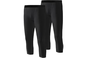 Blaward Boys Youth Compression Leggings 3/4 Tights Base Layer Sports Running Capris Kids Pants for Workout Training