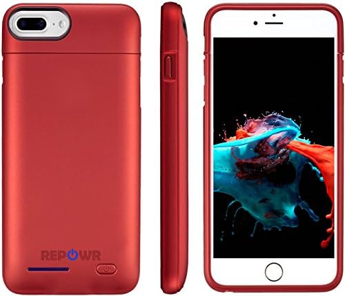 iPhone Battery Charger Case for Apple iPhone 8 Plus / 7 Plus / 6s Plus / 6 Plus - 4200mAh - Magnetic Protective Case - Portable + Slim with External Battery Rechargeable by REPOWR (Red)