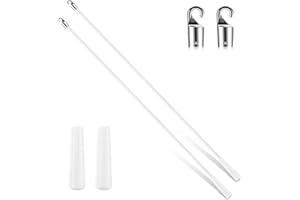 Bokon 2 Pieces White Fiberglass Blind Wand Vertical Blinds Stick Replacement with Hook and Handle for Window Opener Accessory(24 Inch)