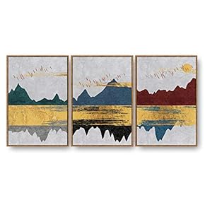 3 Piece Framed Canvas Home Artwork Decoration Abstract Nature Landscape Canvas Wall Art for Living Room, Bedroom - 16"x24"x3 Panels