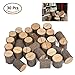 WOWOSS 30 Pcs Rustic Wood Place Card Holders Circular Table Numbers Holder Stand Wooden Bark Memo Holder Card Photo Picture Note Clip Holders for Wedding Party Table Number Sign