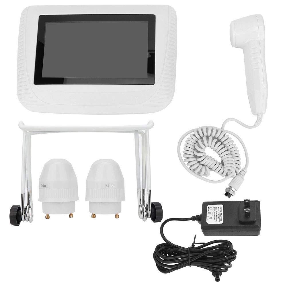 Skin Hair Analyser,5 in 50X/200xLens LCD Digital Microscope Rechargeable Portable Scalp Detector Scanner Professional Scalp Hair Follicle Oil Moisture Magnifying Detector Skin Pigment Tester,US