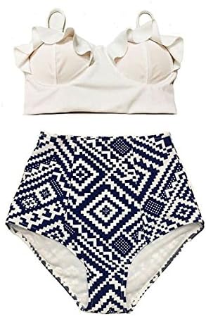 Jean Sche Sweet Women Swimsuit High Waist Bathing Suit Plus Size Swimwear Push Up Bikini Set Vintage Retro Beach Wear XXL 04 L