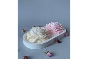 Personalized Handcrafted Rose Candles, Decorative Floral Design, Pink and White Colours, Set of 2