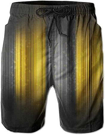 PPANFKEI Yellow And Black Mens Casual Quick Drying And Breathable Boardshorts Loose Fit Elastic Bike Shorts With Pockets For Surf Running Swimming Watershort