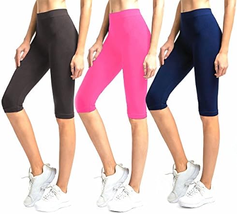 Glass House Apparel 3-Pack Solid Knee Length Spandex Yoga Leggings