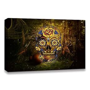 Canvas Wall Art Halloween Pumpkin Lantern Painting Artwork for Home Prints Framed - 12x18 inches
