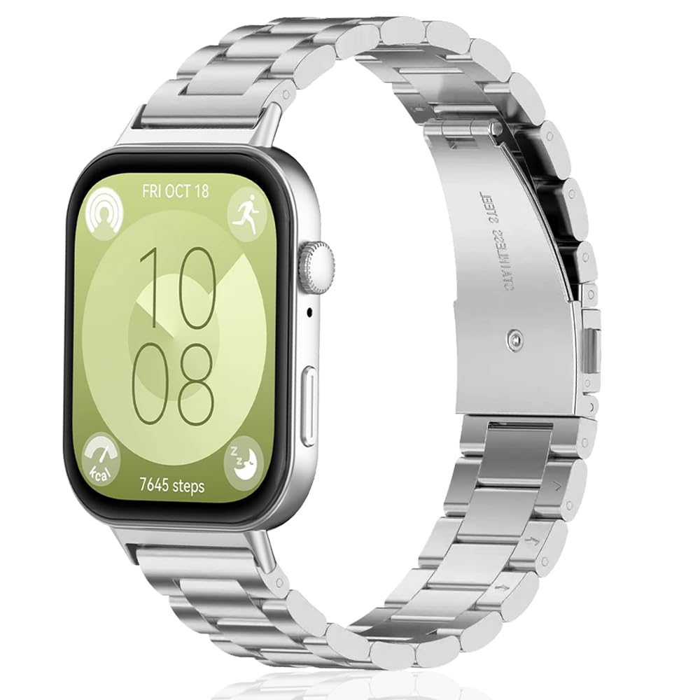 SeNool Strap for Huawei Watch Fit 3 / Fit 4 / Fit 4 Pro, Metal Stainless Adjustable Quick Release Replacement Strap Band for Men Women for Huawei Watch Fit 3 / Fit 4 / Fit 4 Pro - Silver