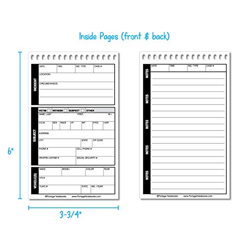 Police Field Interview Notebooks, Pocket Sized 3.75" x 6" (12 Pack