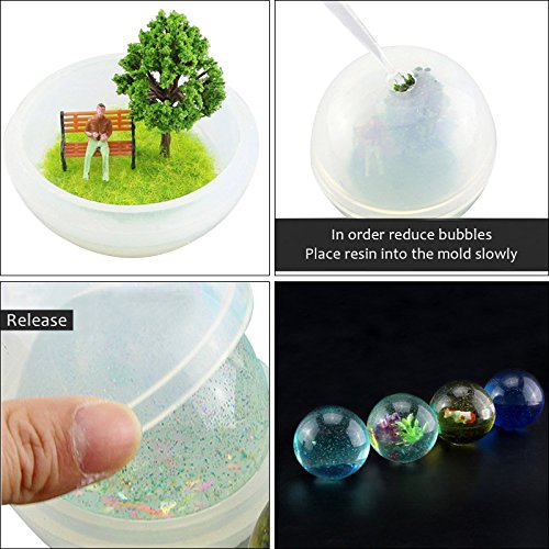 Funshowcase Ball Orb Sphere Paperweight Silicone Mold for Polymer Clay, Crafting, Resin Epoxy, Jewelry Making 2-Bundle