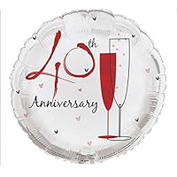 Simon Elvin Round 18" 40th Anniversary Foil Helium Balloon (Not Inflated) - Ruby Red Flutes