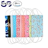 20 Pack Disposable Surgical Mask SENREAL Cute Print Flu Masks Cute Print 3 Layers Earloop Mouth Mask Half Face Dust Masks for Outdoor Cycling
