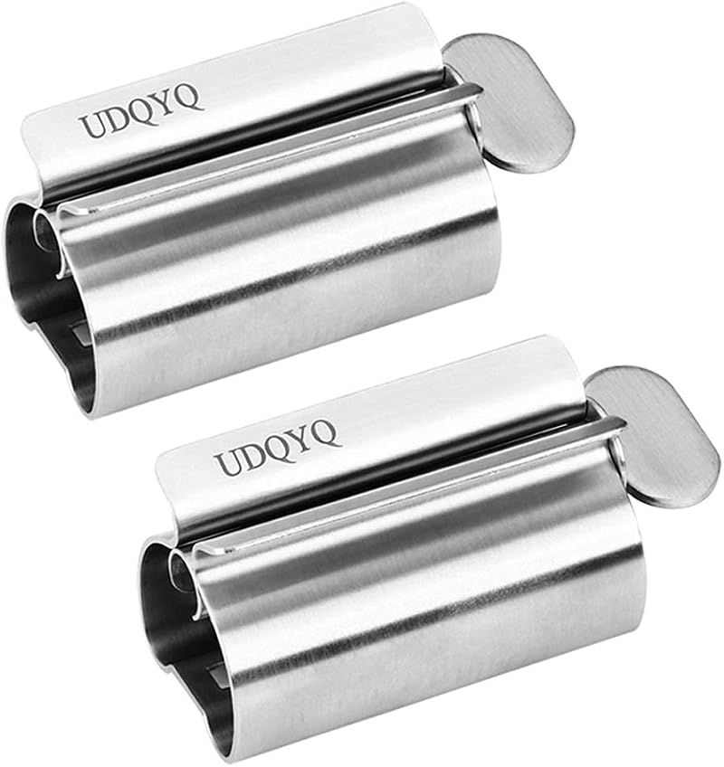 UDQYQ Toothpaste Squeezer 2 Pack Stainless Steel Tube Wringer Gloss Finish