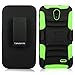 Cellularvilla Case For LG Lucid 3 VS876 Green Black Prime Series Hard Soft Dual Layer Holster Case KickStand with Locking Belt Swivel Clip Cover Protector