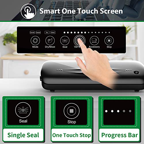 Vacuum Sealer Machine,ABOX Automatic Food Vacuum Sealer with Roll &Bags Kit,Built-in Bag Storage&Cutter,Dry&Moist Modes for Sous Vide,Led Indicator Bar&Unique Child Safety Lock for Home&Commercial Use