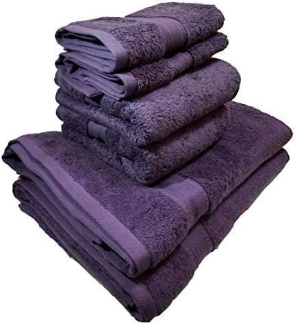 Luxury Hotel & Spa set of 6-piece Towels, 750GSM,100% Long Staple Combed Cotton. Premium set of 2 bath towels, 2 hand towels, 2 washcloths (Plum)