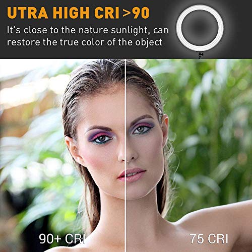 [Updated 720LED LCD Display] 18 Inch LED Ring Light with Stand for Camera iPhone, 3200-5600K Dimmable Warm/White Video Light, USB Power Output, Camera Phone Holder & Carrying Case for Studio Makeup - Thumbnail 5