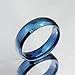 Classic Flat Polished Blue Titanium Steel Wedding Band Ring 6mm Width Size 4-14