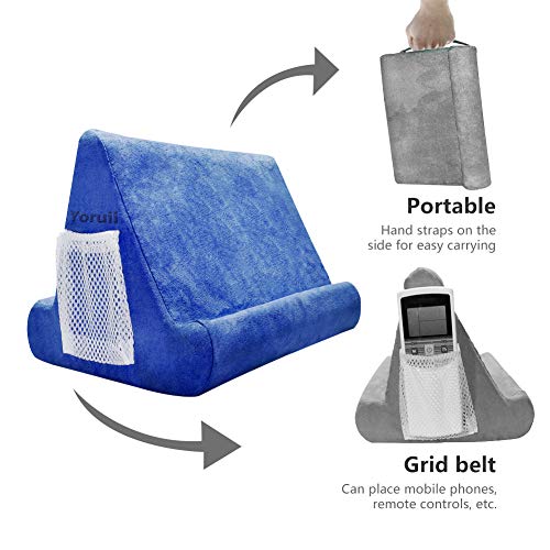 Soft Pad Pillow Stand Holder Tablet Mobile Phone Pillow Lap Stand Multi-Angle Reading Support Pillow Stand Suitable for Tablet Computer Ereader Smart Phone and Books (Blue)
