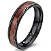 Justband Mens Womens 5mm Black Tungsten Carbide Ring Vintage KOA Wood Thin Wedding Engagement Band Grain Lasered Comfort Fit