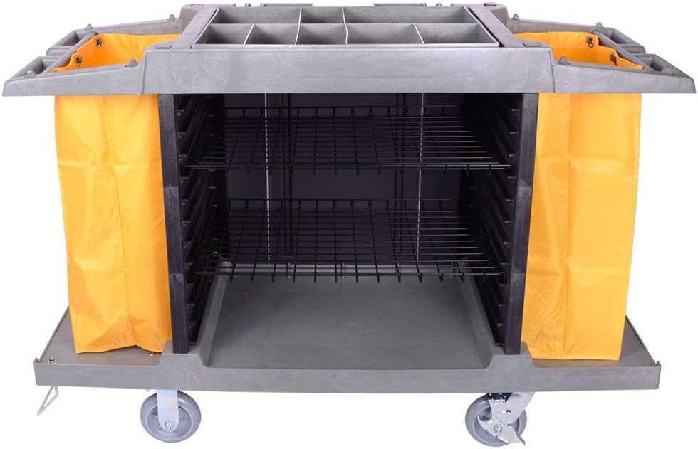 Viva Brite Commercial Housekeeping Cleaning Trolley With Bins & Shelves