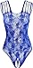LATUD Women's Babydoll Lingerie Fishnet Crochless Bodysuit Chemise Blue, One Size