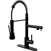 Wicibim Matte Black Kitchen Faucet with Pull Down Sprayer, 2-Spouts | Stainless Steel Commercial Spring Disign, Spray Lock, Single Handle,1 or 3 Hole Installation with Deck Pate,For Laundry, RV