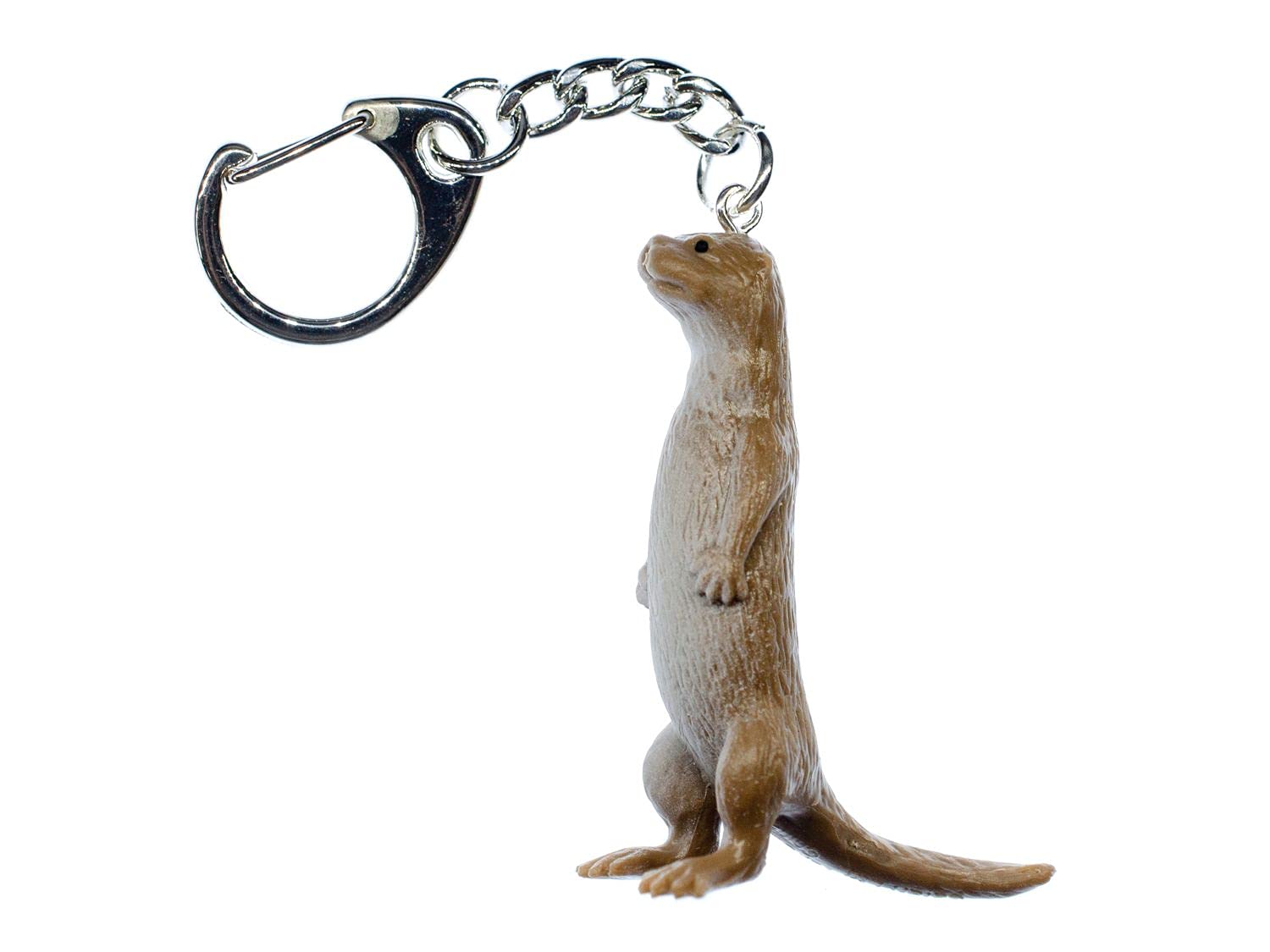 Miniblings Otter Marten Keychain - Handmade Fashion Jewelry I Sea Otter Water Marten Beige Standing 48mm Straight Tail - Key Ring Pendant