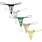 Gogobear Mens Open Front Ice Silk Thongs Low Rise Spaghetti Strap G-String Underwear Panties