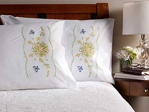 Amazon Com Bucilla Stamped Cross Stitch Pillow Cases 30 X 20