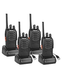 Radio Baofeng BF-88A FRS Walkie Talkie Radio bidireccional recargable de 16 canales con auricular, linterna LED y cargador USB, paquete de 4
