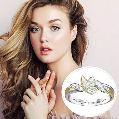bestheart Rings,Mother\'s Day Fashion Women Color Separation Diamond Butterfly Crystal Engagement Wedding Floral Ring (#01, 6)