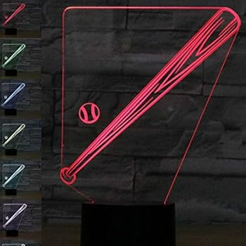 3D Baseball Pole Night Light Animal Table Desk Optical